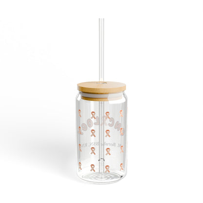 Oncology Personalized Sipper Glass | Pink & Brown