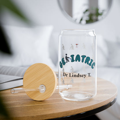 Geriatric Personalized Sipper Glass | Blue & Black