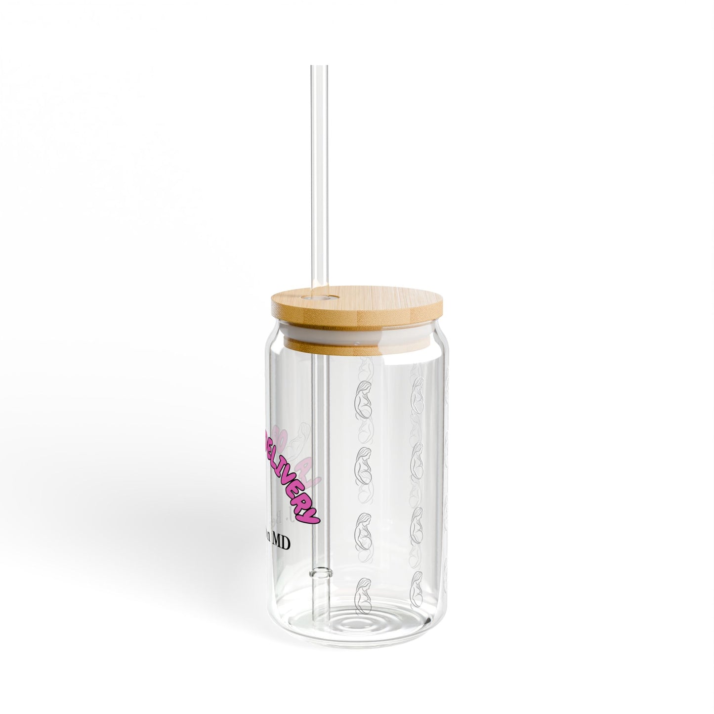 Labor & Delivery Personalized Sipper Glass | Pink & Black