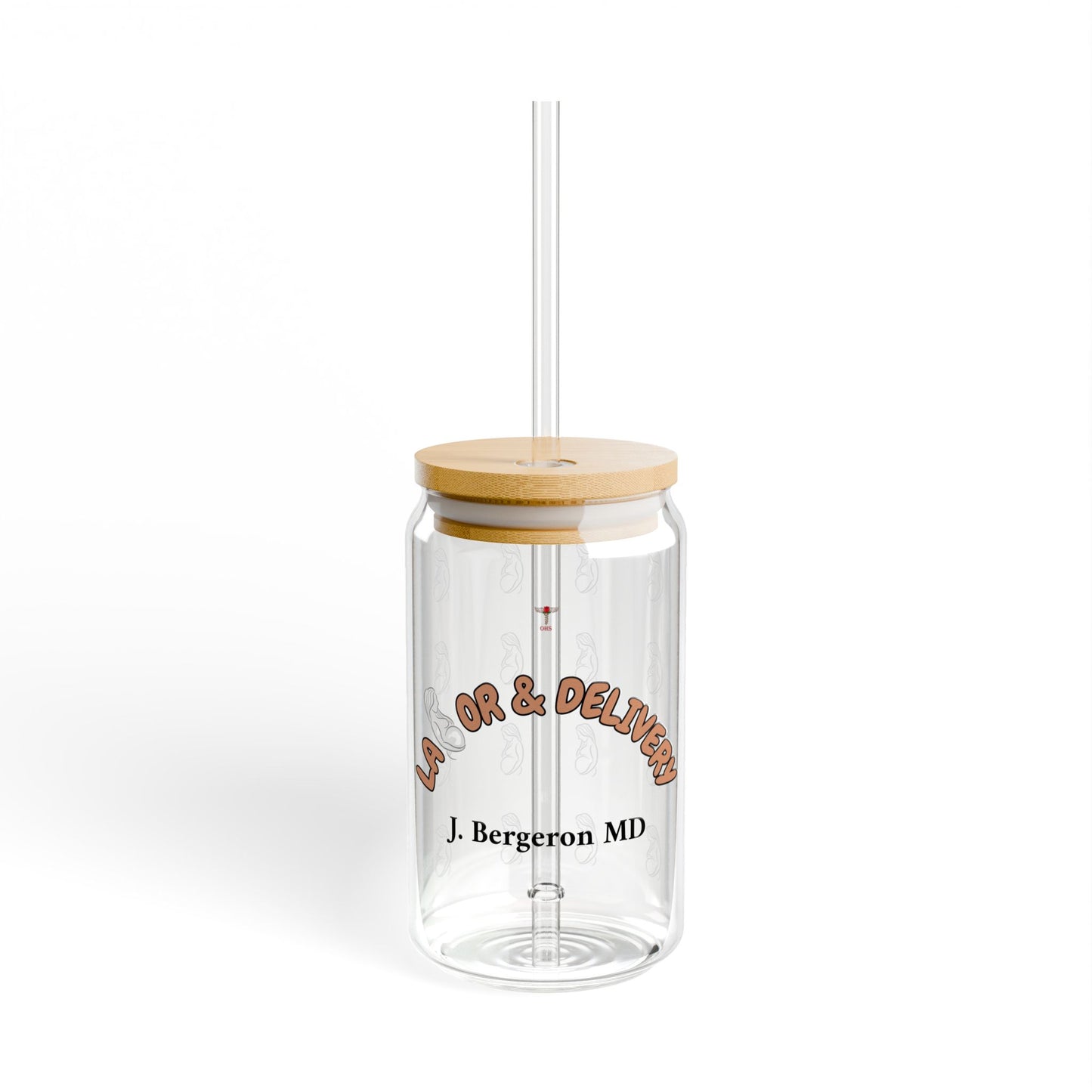 Labor & Delivery Personalized Sipper Glass | Brown & Black