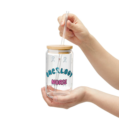 Oncology Nurse Sipper Glass | Pink & Blue