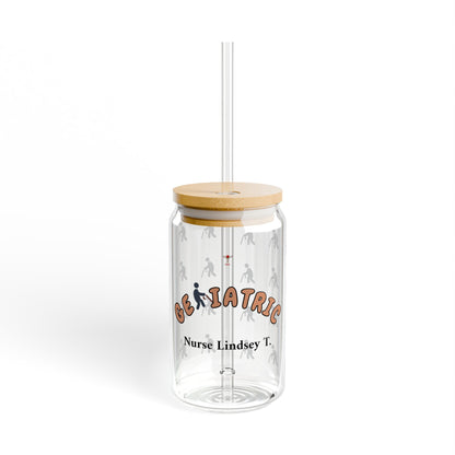 Geriatric Personalized Sipper Glass | Brown & Black