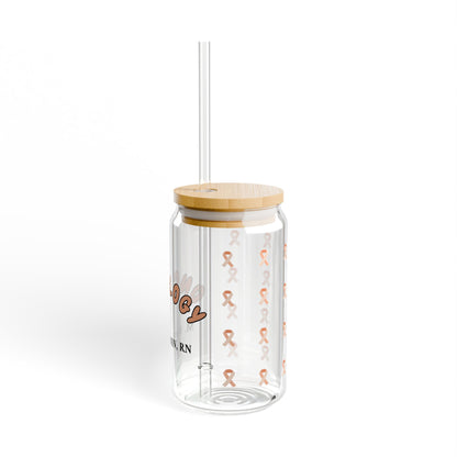 Oncology Personalized Sipper Glass | Pink & Brown