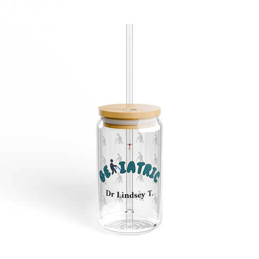 Geriatric Personalized Sipper Glass | Blue & Black