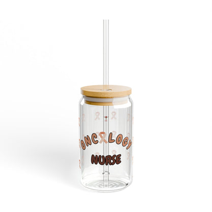 Oncology Nurse Sipper Glass | Pink & Brown